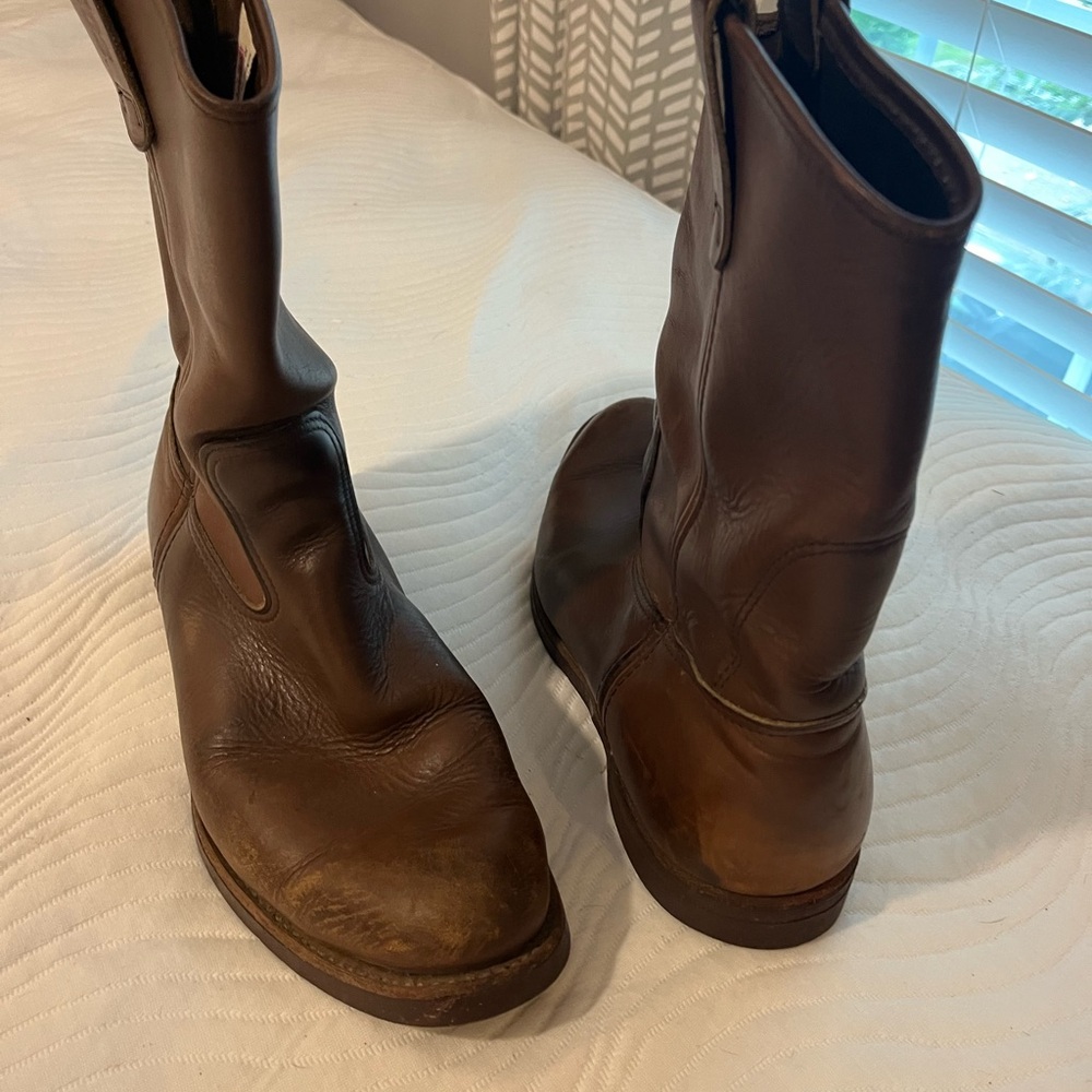 Red Wing Shoes Pecos brown tan leather boots, round toe, size 12